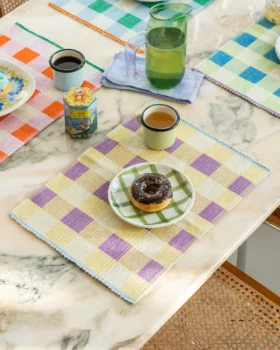 Set de table mantequilla jaune violet bleu