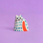 Céramique Petit Chat Bleu Et Rouge