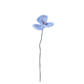 Fleur en laine coquelicot bleu