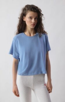 Tee-shirt ypawood mc bleu chiné