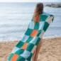 Serviette de Plage Damier Vert Orange Ciel