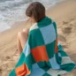 Serviette de Plage Damier Vert Orange Ciel